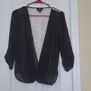 iZ Byer Black and White Lace Top size L